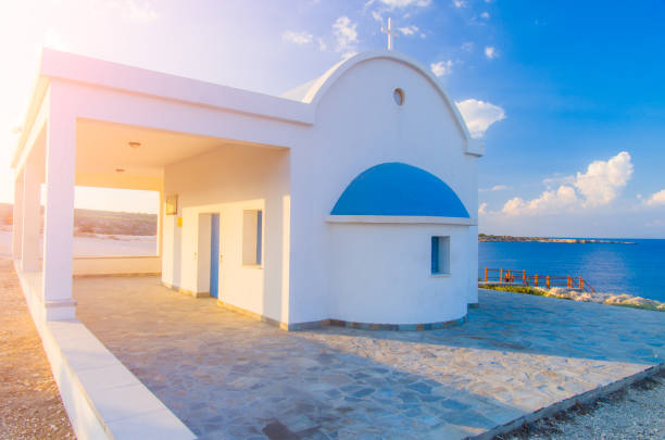 Greek chapel near Cape Greko on Cyprus Small greek chapel near Cavo Greko, Ayia Napa, Greeek Cyprus cyprus agia napa stock pictures, royalty-free photos & images