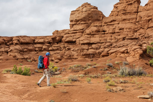 Hiker in Kodachrome Basin state park in Utah, USA