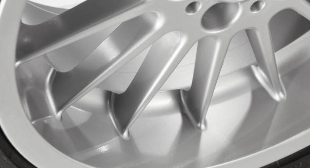 istock Part of silver alloy wheel with tire 960249448