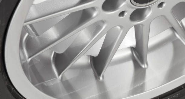 istock Part of silver alloy wheel with tire 960249572