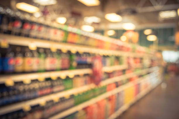 istock Abstract blurred soft drinks aisle in American store 960252208