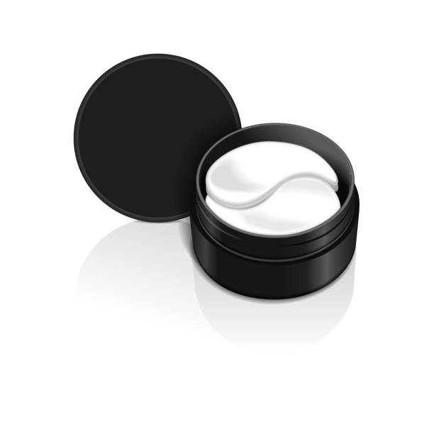 istock Black container with hydrogel patches for the eyes. Vector illustration of realistic eye gel patches 960263986