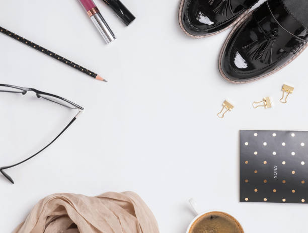 istock Stylish feminine accessories on the white background 960268160
