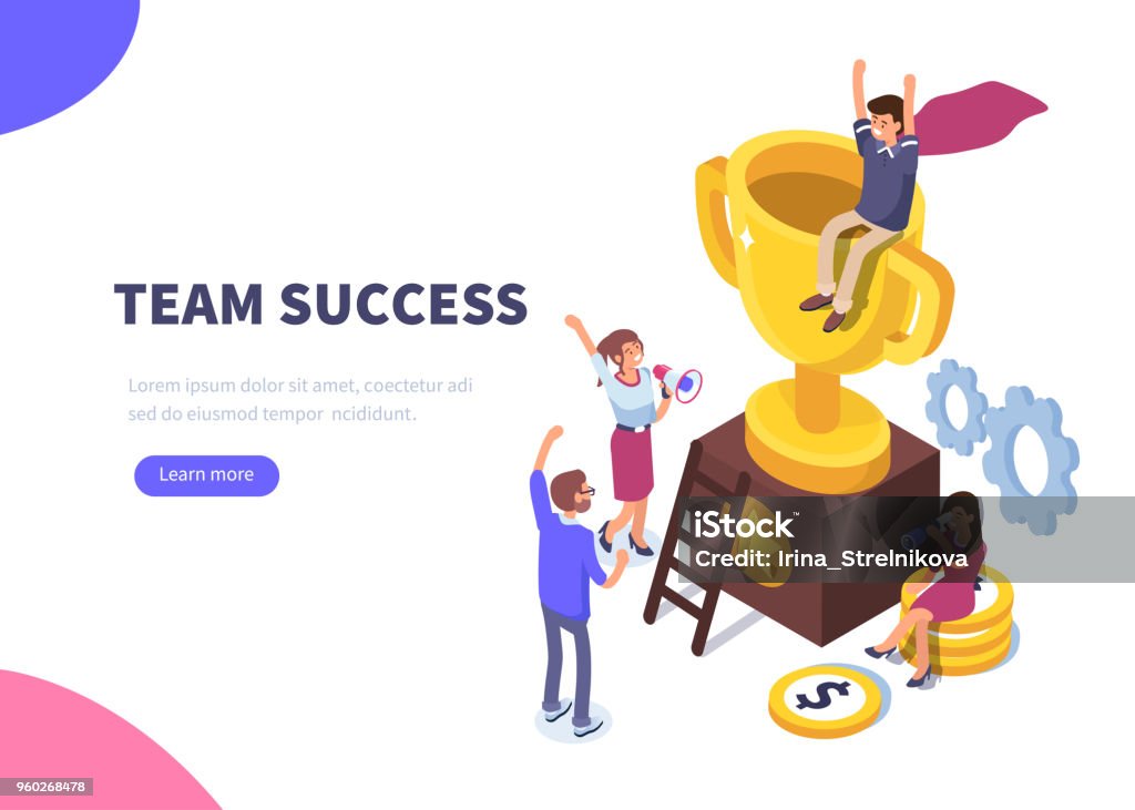 success Success concept banner. Can use for web banner, infographics, hero images. Flat isometric vector illustration isolated on white background. Teamwork stock vector