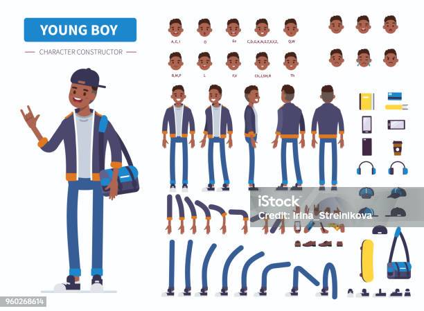 Ilustración de Young Boy y más Vectores Libres de Derechos de Personaje - Personaje, Adolescente, Grupo de objetos