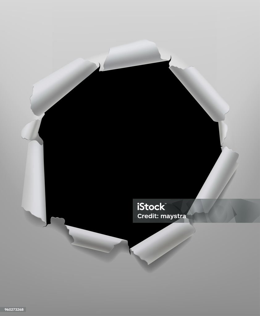 Paper Hole Frame Torn Paper Hole Round Frame In White And Black Colors Stock ...