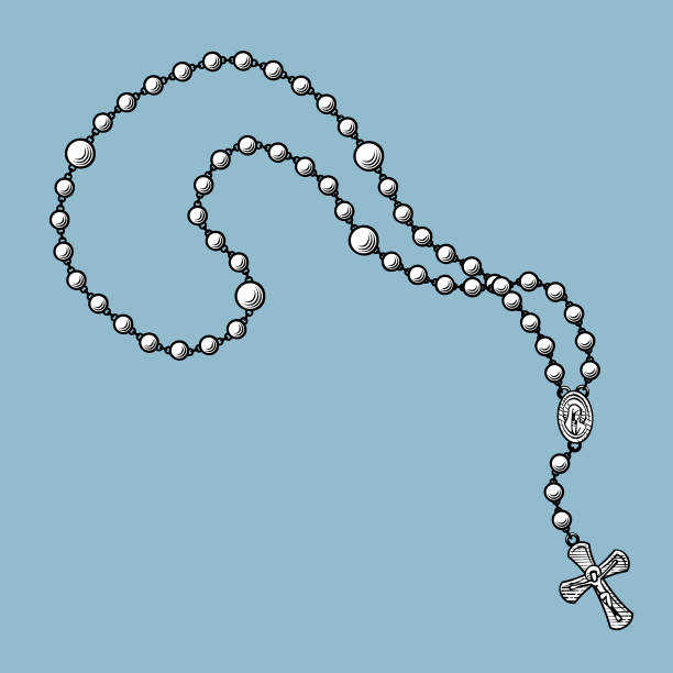 ilustraciones, imágenes clip art, dibujos animados e iconos de stock de cuentas de oración - rosario