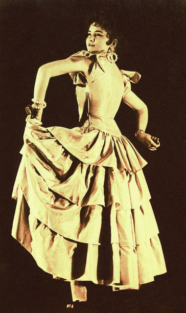 Vintage spanish flamenco dancer Vintage sepia toned photo of a young spanish flamenco dancer from the sixties of the twentieth century. flamenco dancing photos stock pictures, royalty-free photos & images