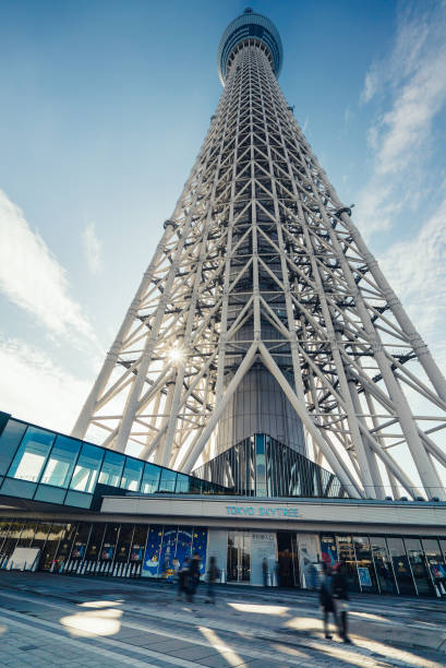 tour tokyo skytree vue horizontale - sky tree audio photos et images de collection