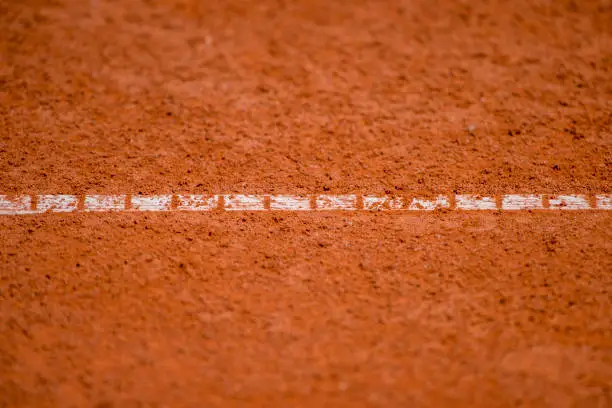 Line on empty, red clay, tennis court
