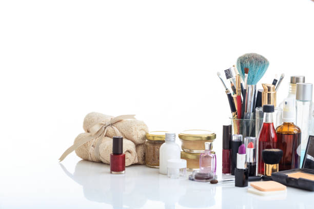 istock Set of make up cosmetics isolated on white background 960294676