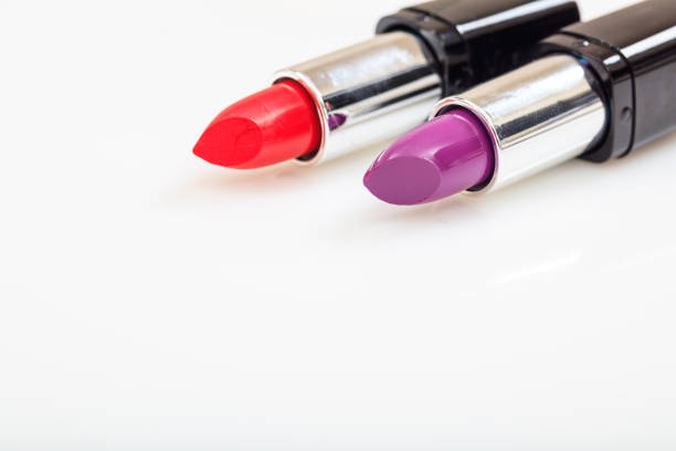 Lipsticks close up isolated on white background