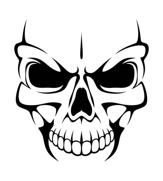 angry 스컬 - skull isolated human head human face stock illustrations