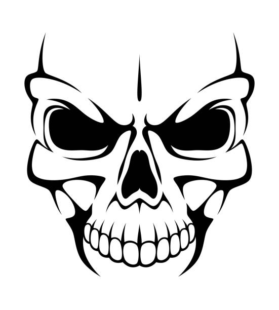 ilustrações de stock, clip art, desenhos animados e ícones de angry skull - monster horror spooky human face