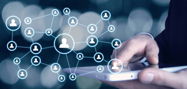 istock Businessman holding business connection and social network. 960313724