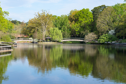 Bridges Over Lake in Pullen Park in Raleigh, North Carolina