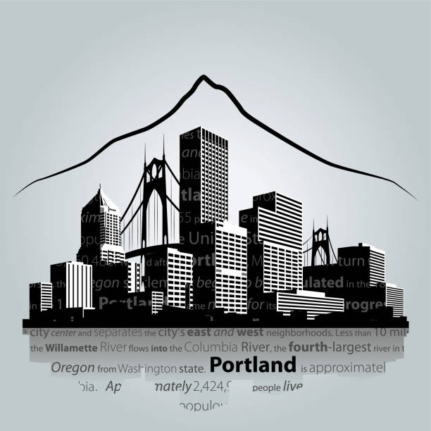 Portland cityscape vector. Portland city skyline. Vector illustration mt hood stock illustrations