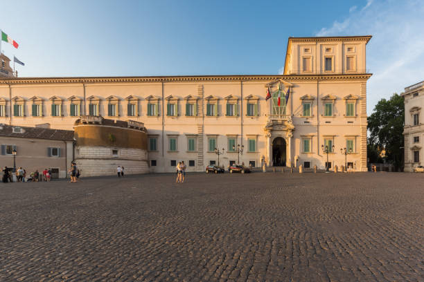 Sunset view of Quirinal Palace at Piazza del Quirinale in Rome, Italy Rome, Italy - June 24, 2017: Sunset view of Quirinal Palace at Piazza del Quirinale in Rome, Italy quirinal palace stock pictures, royalty-free photos & images