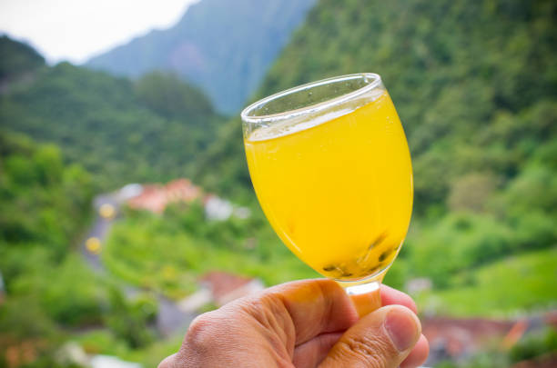 Poncho - traditional drink of Madeira island, Portugal stock photo