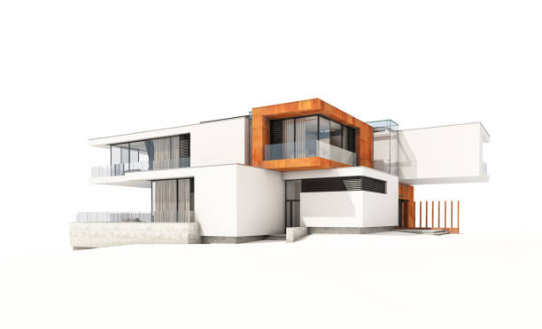 istock 3d rendering of modern cozy house isolated on white. 960344662