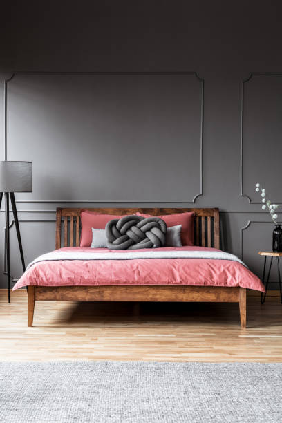 istock Grey and pink minimal bedroom 960348836