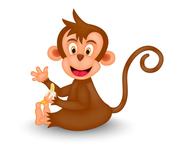 Brown Cute Monkey Cartoon Stock Illustration - Download Image Now - Monkey,  Baby - Human Age, Animal - iStock