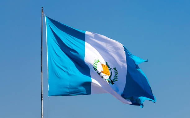 istock Guatemala flag, national symbol, waving on the wind 960359786