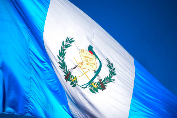 istock Guatemala flag, national symbol, waving on the wind 960367184