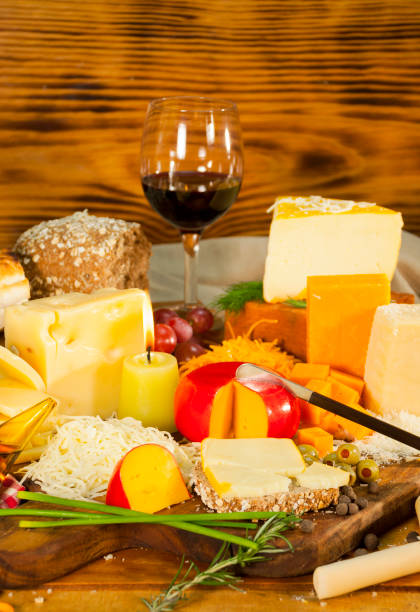 istock Several varieties of cheese and wine 960378028