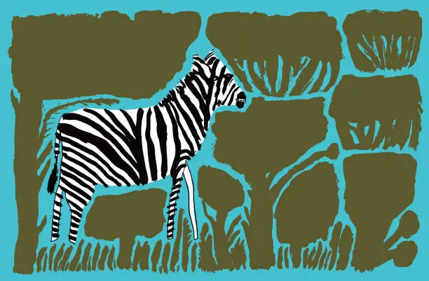 Vector illustration of Zebra in safari
