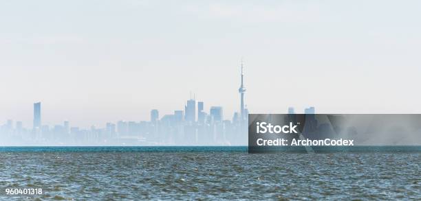 Foggy City Skyline Of Toronto On Lake Ontario Stock Photo - Download Image Now - Toronto, Smog, Horizon