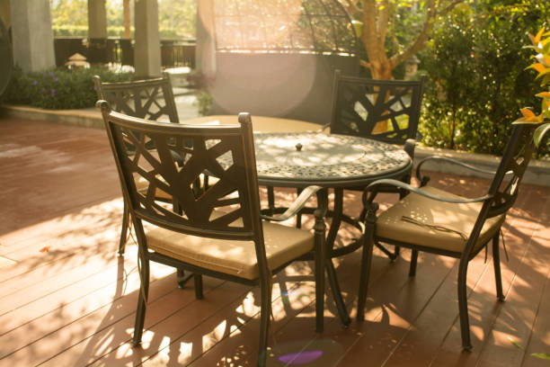 istock Warm light garden chair on garden 960420388