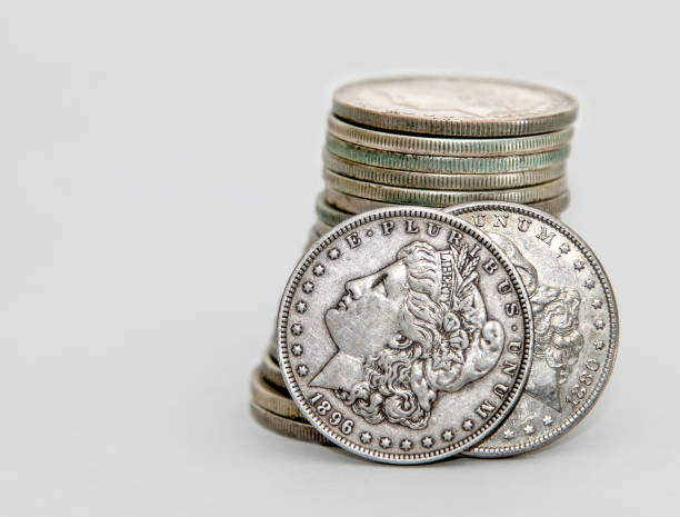 stack of morgan dollars - 1896 imagens e fotografias de stock