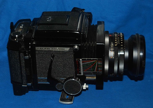 A Mamiya RB67 camera body.