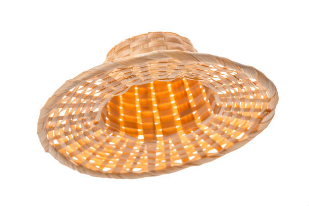 straw hat isolated on white background, close up