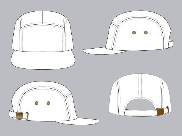 ilustrações de stock, clip art, desenhos animados e ícones de 5 panel cap - cap template hat clothing
