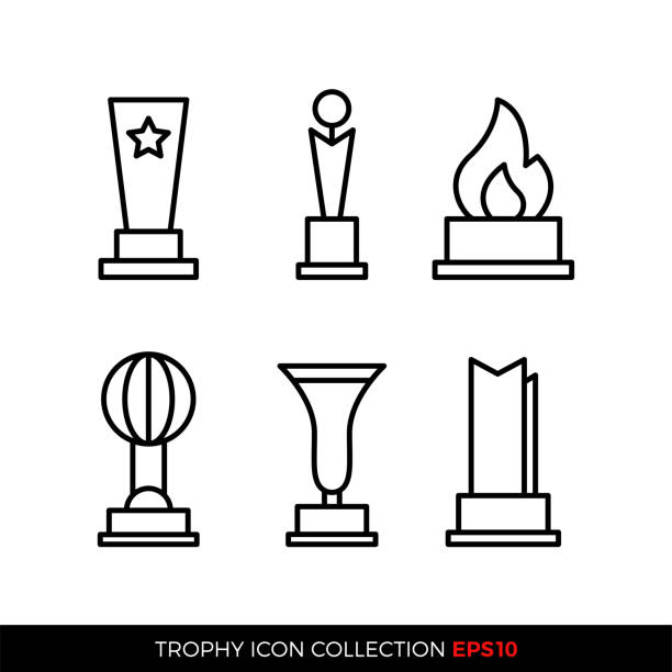 ilustrações de stock, clip art, desenhos animados e ícones de set of premium award icons. eps10 vector illustration - medal gold medal podium leadership