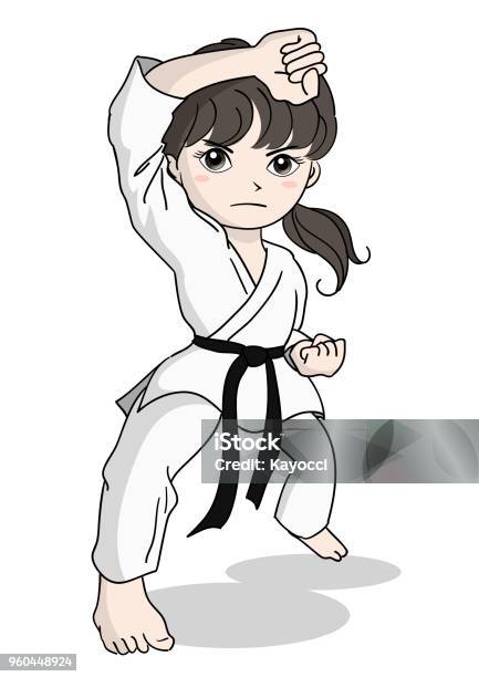 Karatebild Mädchen Stock Vektor Art und mehr Bilder von Karate - Karate, Niedlich, Abnehmen