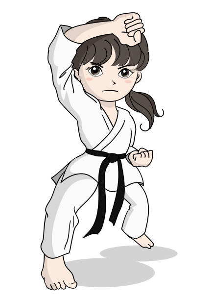 Karate image - girl Vector material of Japanese culture blackbelt stock illustrations