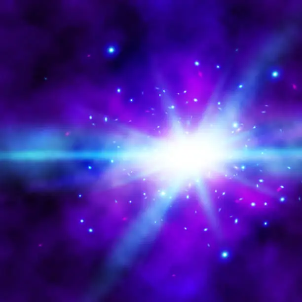 Vector illustration of Vector abstract background with a flash light. Realistic cosmic scene.