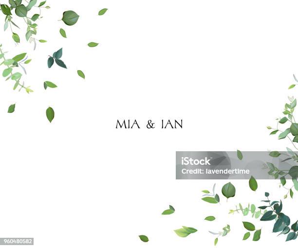 Greenery Wedding Invitation Stock Illustration - Download Image Now - Leaf, Border - Frame, Branch - Plant Part