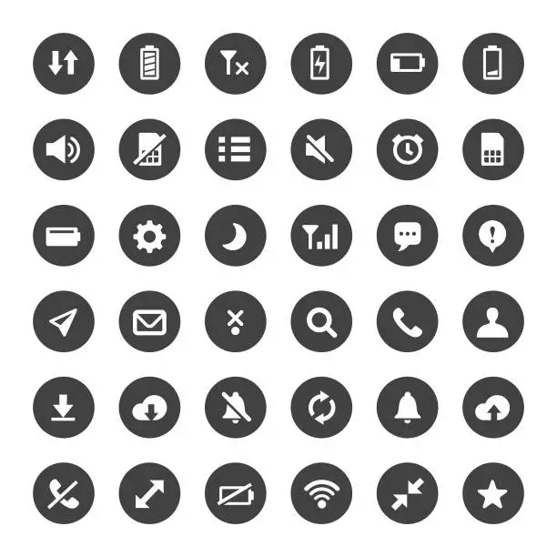 Vector illustration of Phone Indicator Icons - Big Circle Series