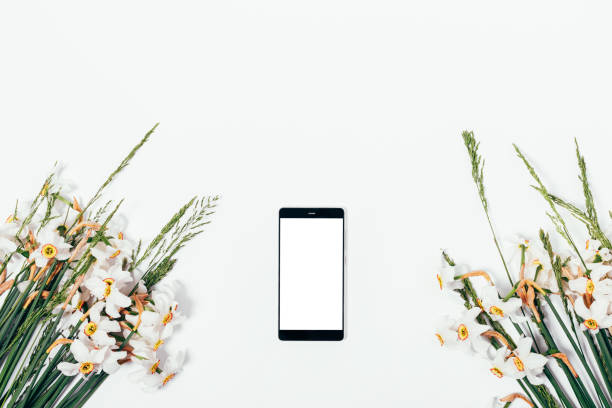 istock Top view of smart phone with a blank screen 960489020