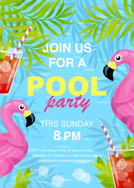 Vector pool party invitation design - ilustração de arte vetorial