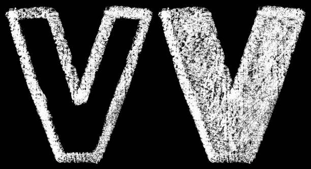 istock handwritten white chalk english letters V isolated on black background 960493014