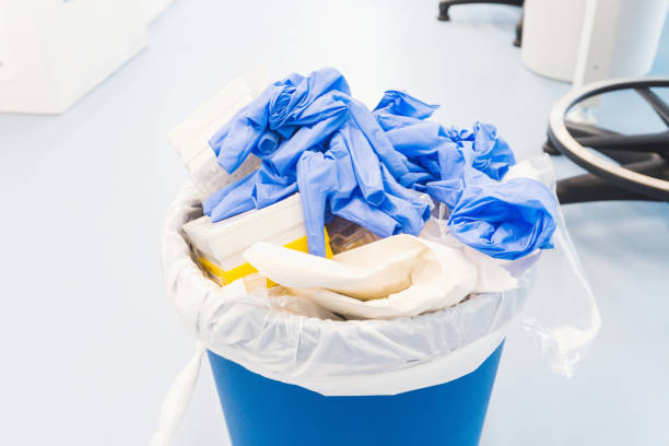 Danger laboratory chemical and medical waste. Plastic waste and ecology Danger laboratory chemical and medical waste. Plastic waste and ecology biochemical weapon photos stock pictures, royalty-free photos & images