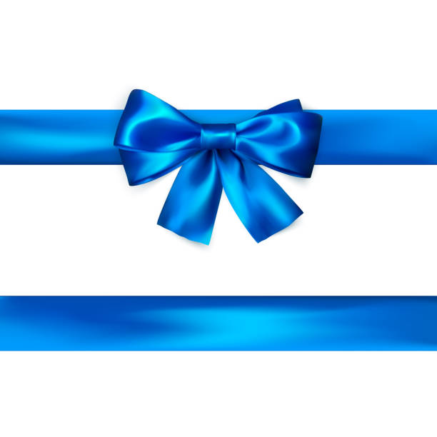 istock Blue bow with ribbon isolated on white background. Realistic silk bow. Decoration for gifts and packing blue bow. Vector illustration 960504164