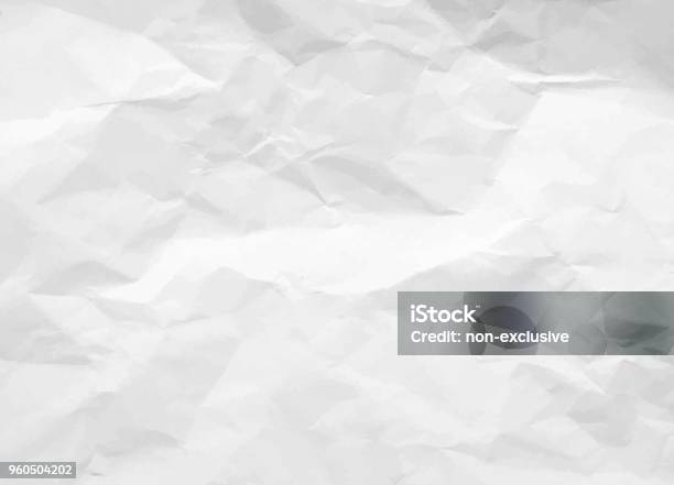 Crumpled Paper Texture White Battered Paper Background White Empty Leaf Of Crumpled Paper Torn Surface Of Letter Blank Vector Illustration Stock Illustration - Download Image Now