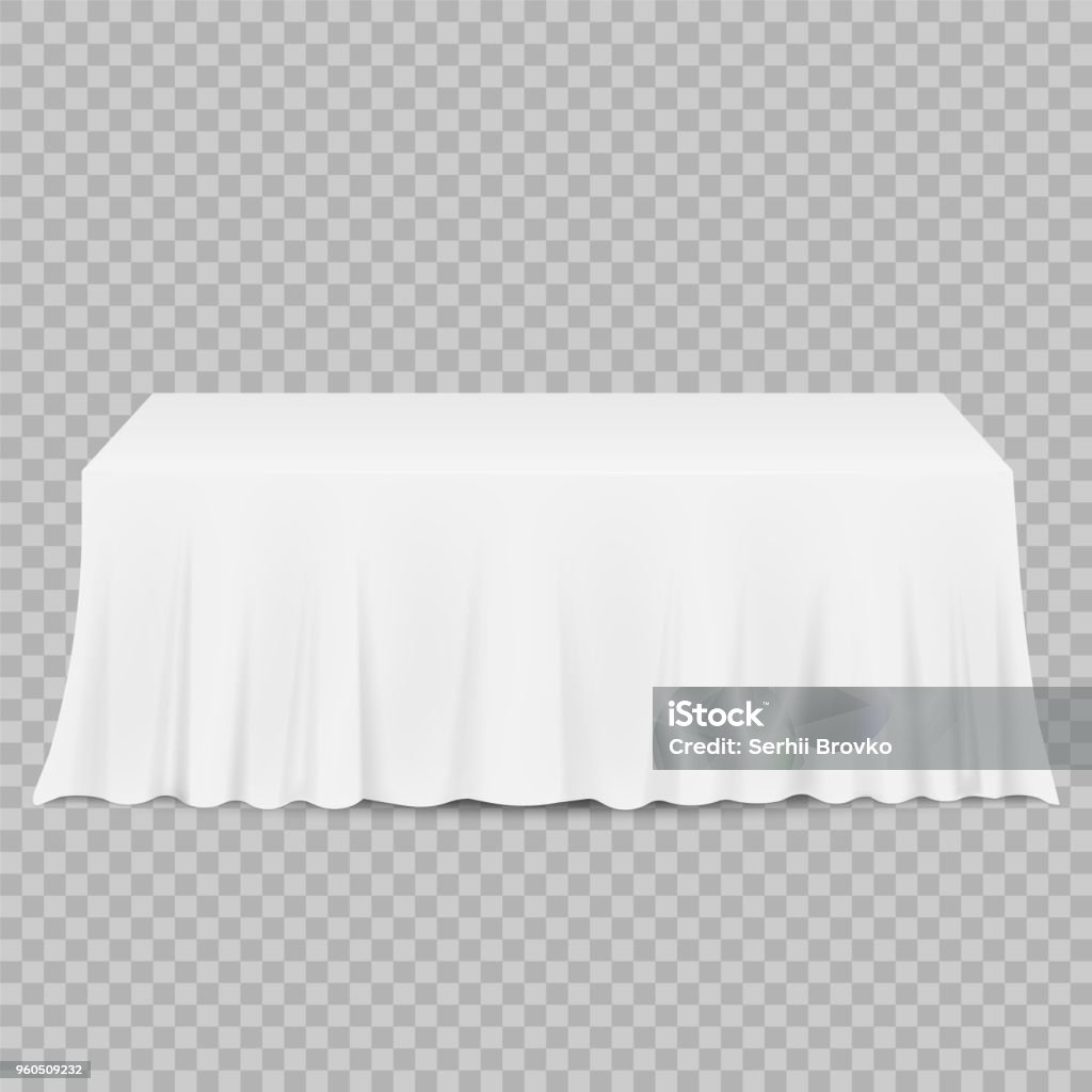 Tisch mit Tischdecke isoliert auf einem transparenten Hintergrund. Vektor-Illustration. - Lizenzfrei Tisch Vektorgrafik