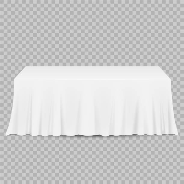 ilustrações de stock, clip art, desenhos animados e ícones de table with tablecloth isolated on a transparent background. vector illustration. - tablecloth